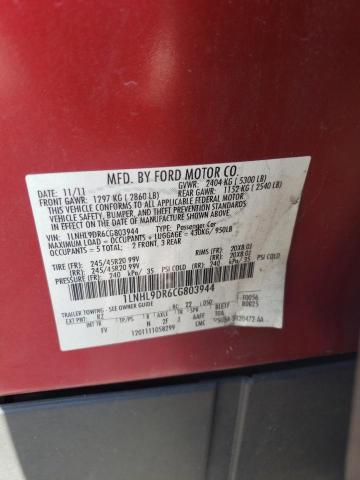 1LNHL9DR6CG803944 - 2012 LINCOLN MKS RED photo 12