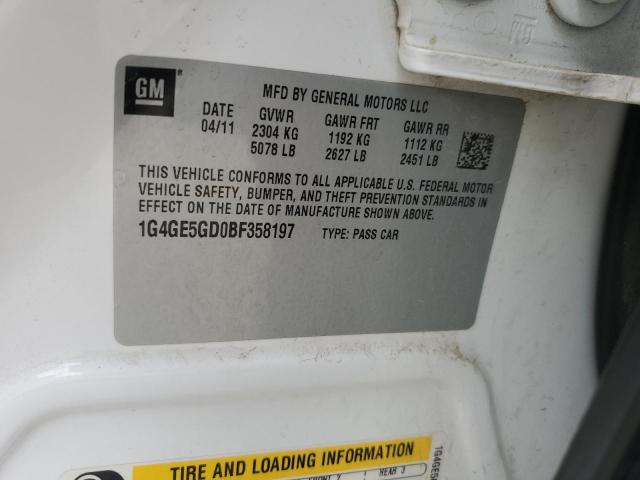 1G4GE5GD0BF358197 - 2011 BUICK LACROSSE CXS WHITE photo 12