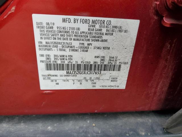 MAJ3S2GEXLC317653 - 2020 FORD ECOSPORT SE 红色 照片 14