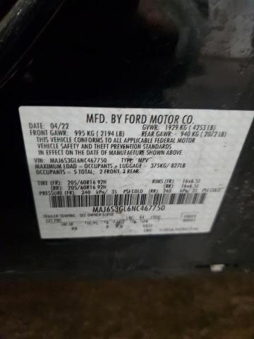 MAJ6S3GL6NC467750 - 2022 FORD ECOSPORT SE შავი ფოტო 14