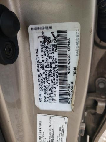 4T1BE32K13U721902 - 2003 TOYOTA CAMRY LE BEIGE photo 12