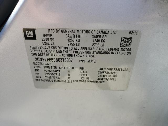 2CNFLFE50B6373067 - 2011 CHEVROLET EQUINOX LTZ SILVER photo 13