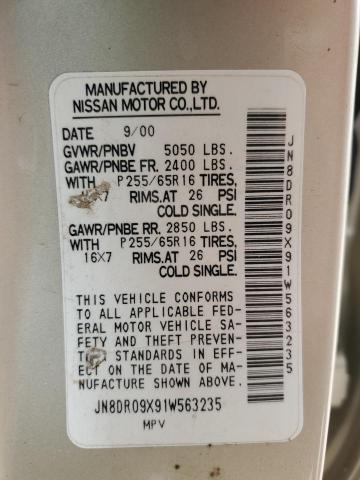 JN8DR09X91W563235 - 2001 NISSAN PATHFINDER LE 双色 照片 12