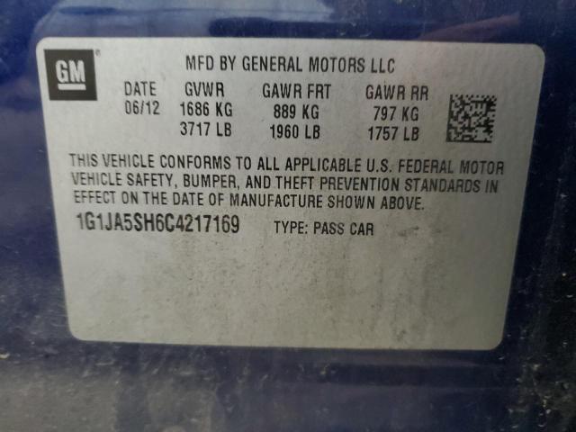 1G1JA5SH6C4217169 - 2012 CHEVROLET SONIC LS 蓝色 照片 12