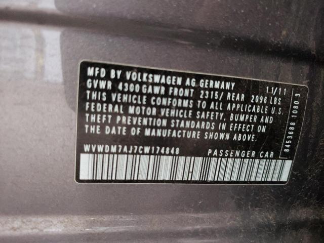 WVWDM7AJ7CW174848 - 2012 VOLKSWAGEN GOLF Մոխրագույն լուսանկար 13