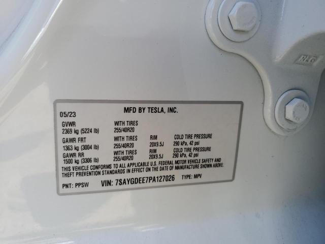 7SAYGDEE7PA127026 - 2023 TESLA MODEL Y WHITE photo 13