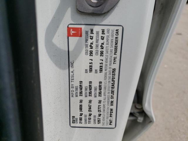 5YJ3E1EA5JF013755 - 2018 TESLA MODEL 3 WHITE photo 12