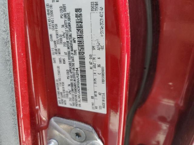 5LMCJ3C91GUJ12954 - 2016 LINCOLN MKC RESERVE მუქწითელი ფოტო 12