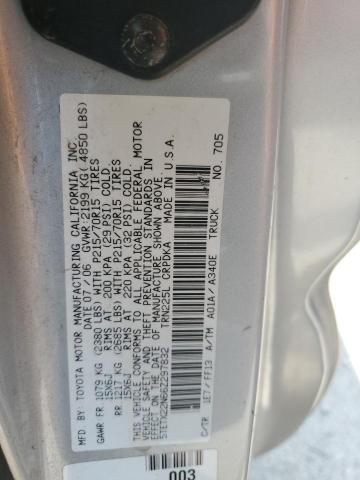 5TETX22N66Z297832 - 2006 TOYOTA TACOMA ACCESS CAB ვერცხლისფერი ფოტო 12