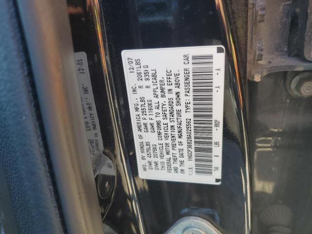 1HGCP36828A025562 - 2008 HONDA ACCORD EXL BLACK photo 12