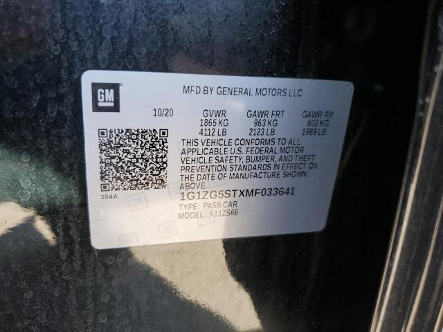 1G1ZG5STXMF033641 - 2021 CHEVROLET MALIBU RS 黑色 照片 12