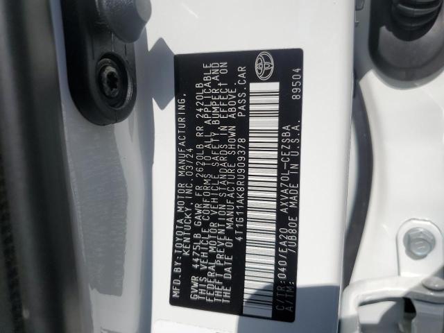 4T1G11AK8RU909378 - 2024 TOYOTA CAMRY SE NIGHT SHADE WHITE photo 13