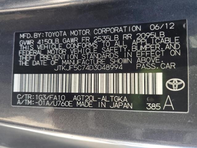JTKJF5C74D3048994 - 2013 TOYOTA SCION TC Boz foto 12