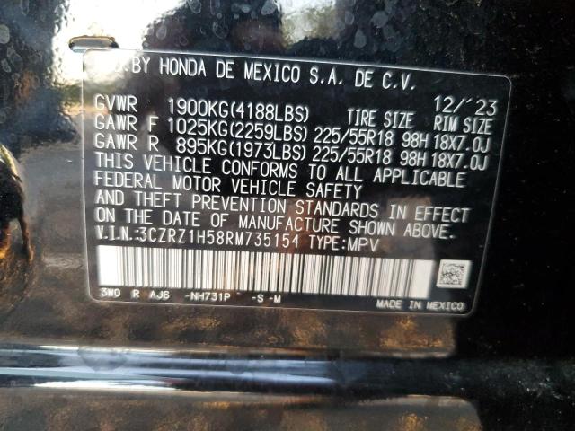 3CZRZ1H58RM735154 - 2024 HONDA HR-V SPORT BLACK photo 12