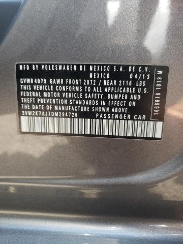 3VW2K7AJ7DM294726 - 2013 VOLKSWAGEN JETTA BASE Graphit Foto 12