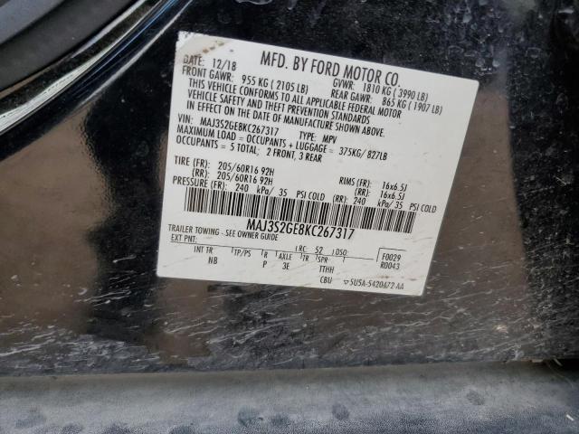 MAJ3S2GE8KC267317 - 2019 FORD ECOSPORT SE შავი ფოტო 13