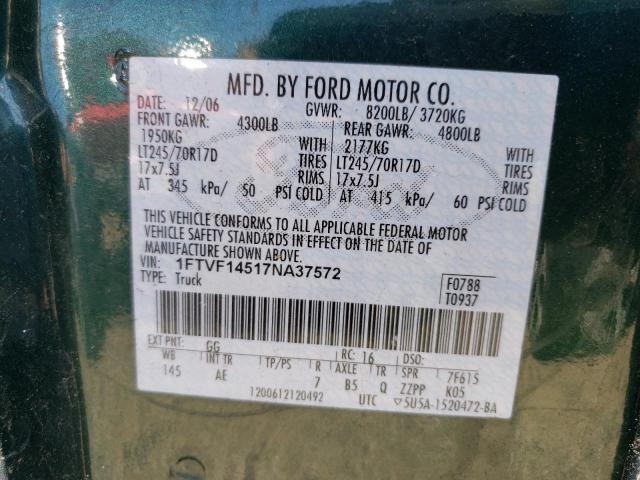 1FTVF14517NA37572 - 2007 FORD F150 Grün Foto 12