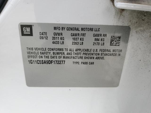 1G11C5SA9DF172277 - 2013 CHEVROLET MALIBU 1LT 白色 照片 12