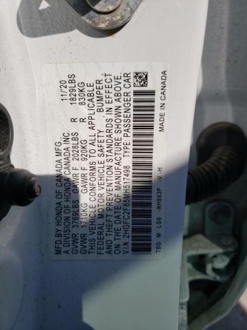 2HGFC2F85MH517498 - 2021 HONDA CIVIC SPORT 白色 照片 12