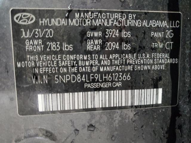 5NPD84LF9LH612366 - 2020 HYUNDAI ELANTRA SEL CHARCOAL photo 12