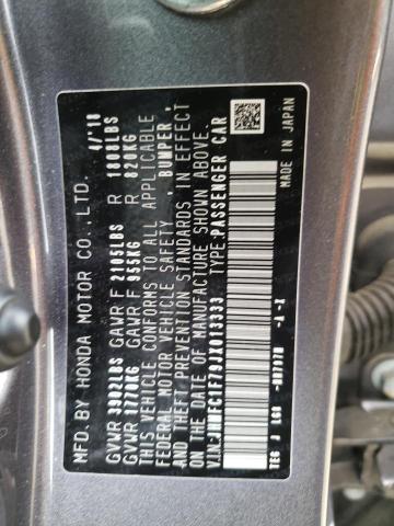 JHMFC1F79JX013333 - 2018 HONDA CIVIC EXL ნაცრისფერი ფოტო 12