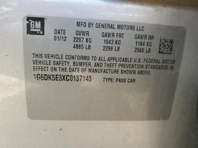 1G6DK5E3XC0137143 - 2012 CADILLAC CTS PERFORMANCE COLLECTION Gümüş fotoğraf 12