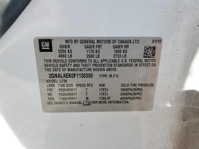 2GNALAEK0F1136399 - 2015 CHEVROLET EQUINOX LS WHITE photo 13