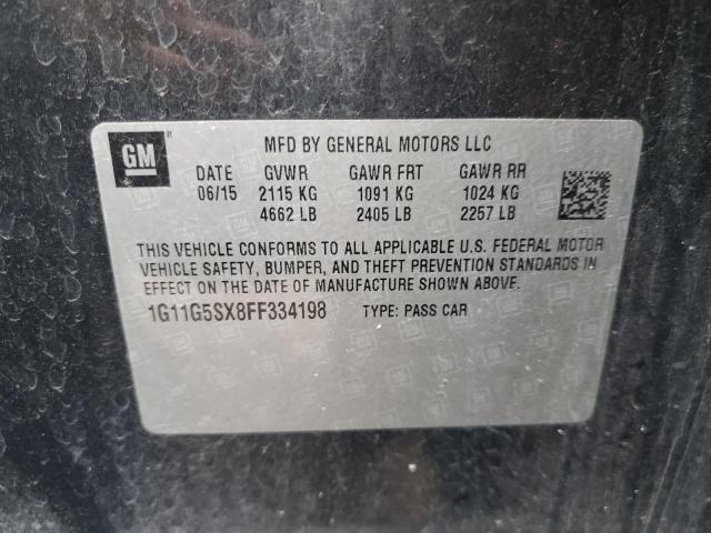 1G11G5SX8FF334198 - 2015 CHEVROLET MALIBU LTZ ნაცრისფერი ფოტო 13