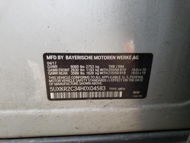 5UXKR2C34H0X04583 - 2017 BMW X5 SDRIVE35I Gümüş foto 12