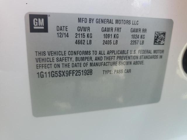 1G11G5SX9FF251928 - 2015 CHEVROLET MALIBU LTZ WHITE photo 12