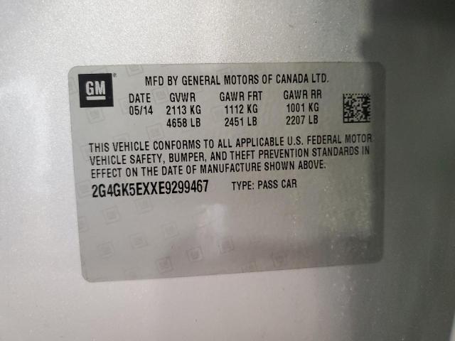 2G4GK5EXXE9299467 - 2014 BUICK REGAL SILVER photo 13