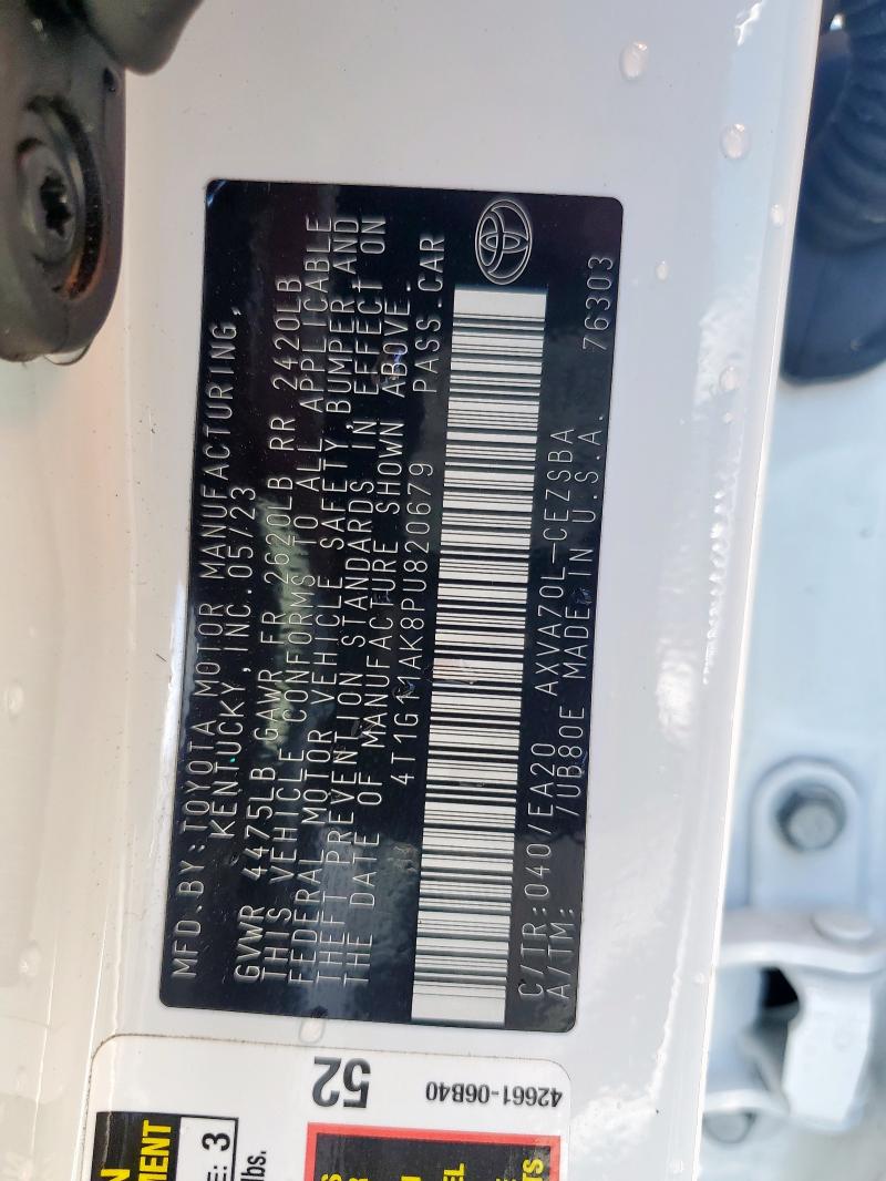 4T1G11AK8PU820679 - 2023 TOYOTA CAMRY SE NIGHT SHADE WHITE photo 13