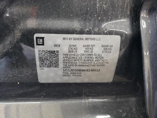 1G1JD5SB6K4149912 - 2019 CHEVROLET SONIC LT CHARCOAL photo 12