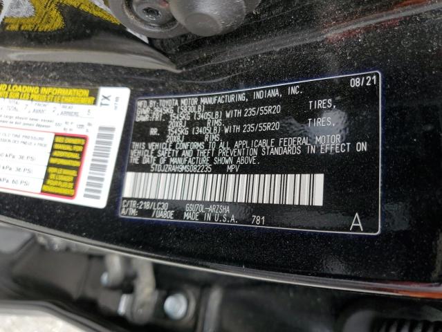 5TDJZRAH9MS082235 - 2021 TOYOTA HIGHLANDER XSE BLACK photo 13