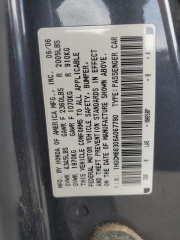 1HGCM66306A067790 - 2006 HONDA ACCORD LX BLUE photo 12