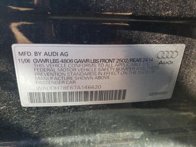 WAUDH78E67A146620 - 2007 AUDI A4 3.2 QUATTRO BLACK photo 12