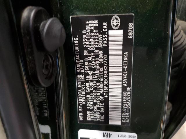 4T1BF3EK1BU627770 - 2011 TOYOTA CAMRY BASE GREEN photo 12