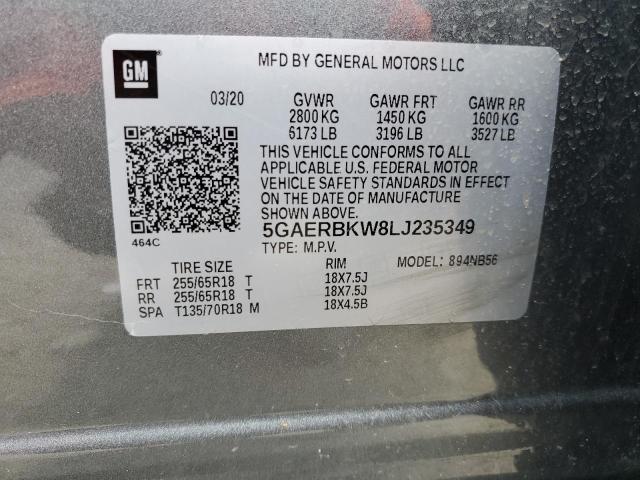 5GAERBKW8LJ235349 - 2020 BUICK ENCLAVE ESSENCE GRAY photo 14