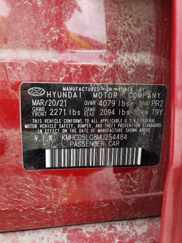 KMHC05LC8MU254484 - 2021 HYUNDAI IONIQ LIMITED RED photo 13