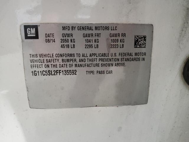 1G11C5SL2FF135592 - 2015 CHEVROLET MALIBU 1LT WHITE photo 12