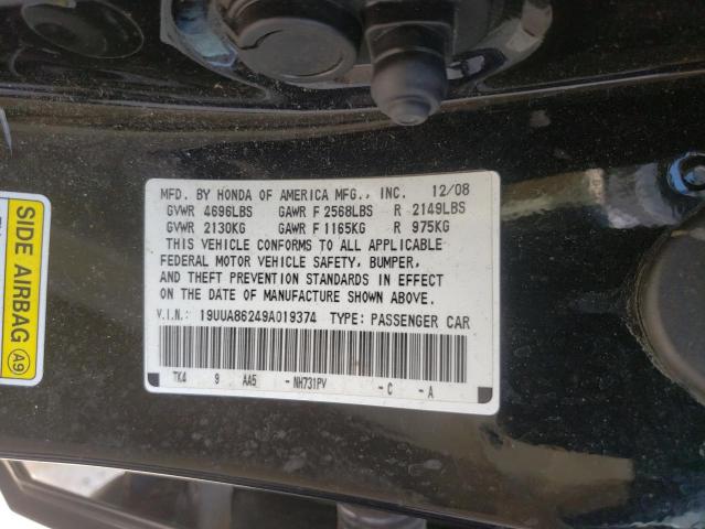 19UUA86249A019374 - 2009 ACURA TL BLACK photo 12