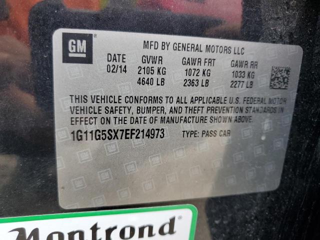 1G11G5SX7EF214973 - 2014 CHEVROLET MALIBU 3LT 黑色 照片 13