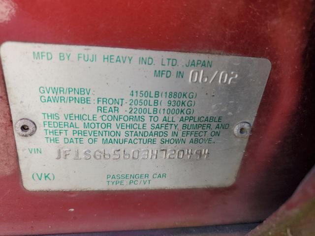 JF1SG65603H720494 - 2003 SUBARU FORESTER 2.5XS წითელი ფოტო 13