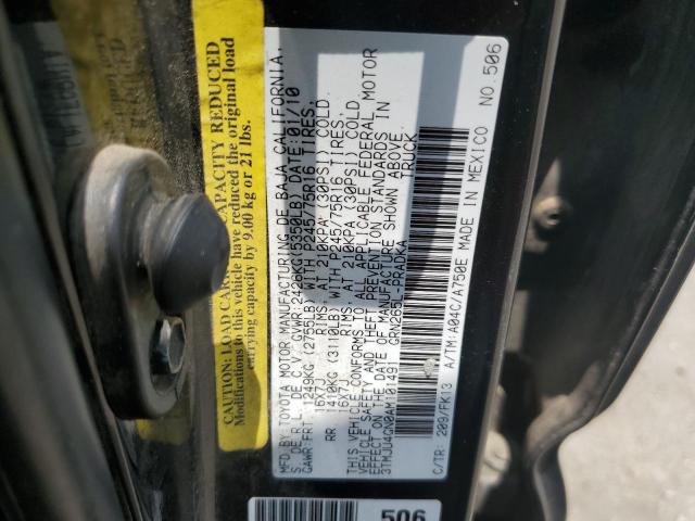 3TMJU4GN0AM101491 - 2010 TOYOTA TACOMA DOUBLE CAB PRERUNNER BLACK photo 12