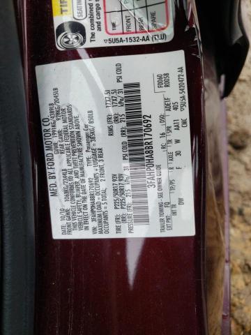 3FAHP0HA8BR170692 - 2011 FORD FUSION SE BURGUNDY photo 12