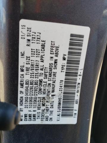 5J6RM4H57FL034179 - 2015 HONDA CR-V EX GRAY photo 12