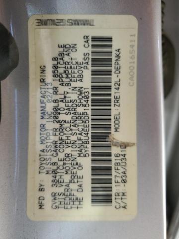 5YFBU4EE5DP154031 - 2013 TOYOTA COROLLA BASE SILVER photo 12