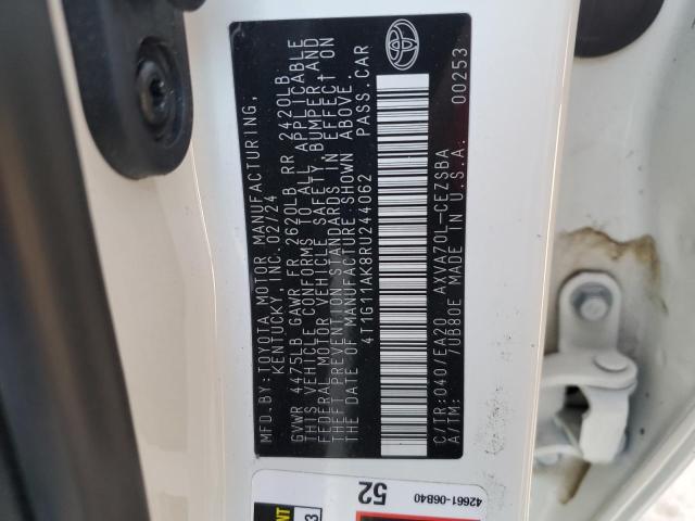 4T1G11AK8RU244062 - 2024 TOYOTA CAMRY SE NIGHT SHADE WHITE photo 12