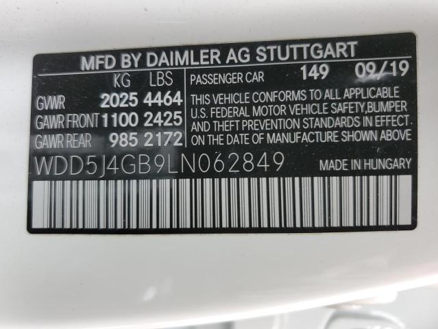 WDD5J4GB9LN062849 - 2020 MERCEDES-BENZ CLA 250 WHITE photo 12