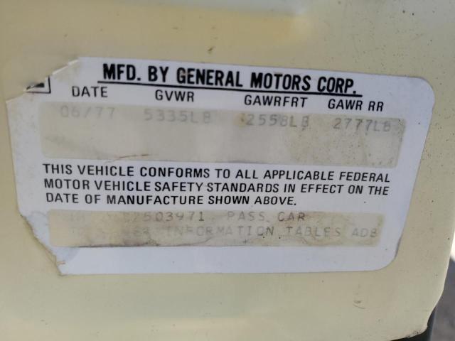 1H57U7Z503971 - 1977 CHEVROLET MONTECARLO YELLOW photo 12